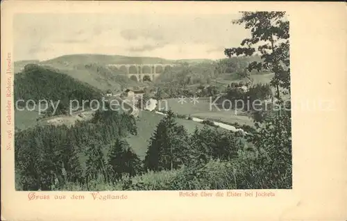 Jocketa Blick ueber die Elster Elstertalbruecke Kat. Poehl Vogtland