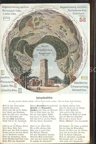 Gruenhain Beierfeld Koenig Albert Turm Spiegelwaldlied  Kat. Beierfeld Erzgebirge