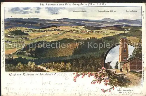 Schoenheide Erzgebirge Kuhberg Prinz Georg Turm Oberschoenheide Rautenkranz  Kat. Schoenheide Erzgebirge