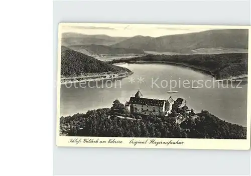 Waldeck Edersee Schloss Edertalsperre Stausee Original Fliegeraufnahme Kat. Edertal