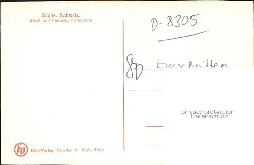 Koenigstein Saechsische Schweiz Festung  Kat. Koenigstein Saechsische Schweiz