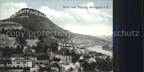 Koenigstein Saechsische Schweiz Stadt und Festung Elbtal Kat. Koenigstein Saechsische Schweiz