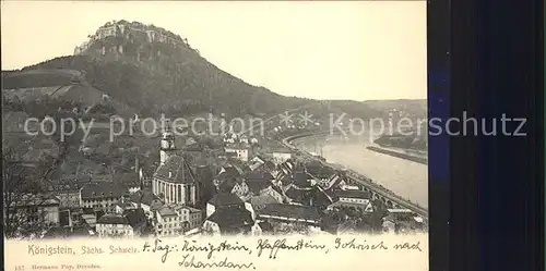 Koenigstein Saechsische Schweiz Stadtbild mit Festung Elbtal Kat. Koenigstein Saechsische Schweiz