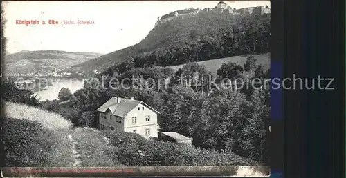 Koenigstein Saechsische Schweiz Panorama Elbtal Blick zur Festung Kat. Koenigstein Saechsische Schweiz