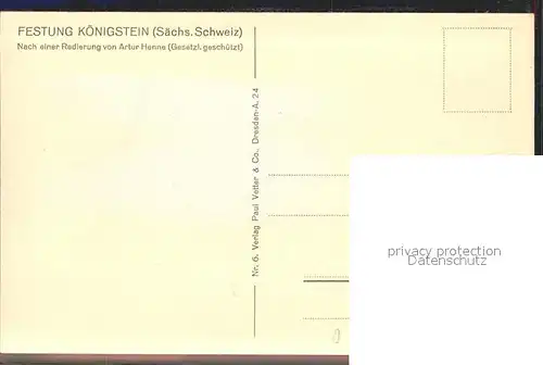 Koenigstein Saechsische Schweiz Festung Radierung Artur Henne Kuenstlerkarte Kat. Koenigstein Saechsische Schweiz