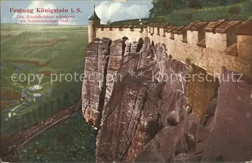 Koenigstein Saechsische Schweiz Festung Abratzkyfelsen Kat. Koenigstein Saechsische Schweiz