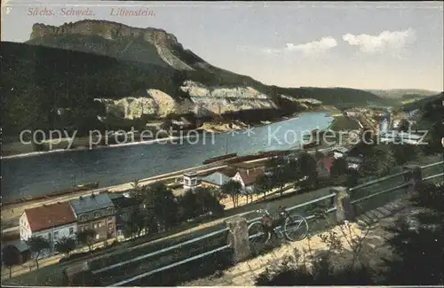 Koenigstein Saechsische Schweiz Panorama Elbtal mit Lilienstein Elbsandsteingebirge Kat. Koenigstein Saechsische Schweiz