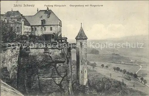 Koenigstein Saechsische Schweiz Festung Georgenburg mit Hungerturm Kat. Koenigstein Saechsische Schweiz