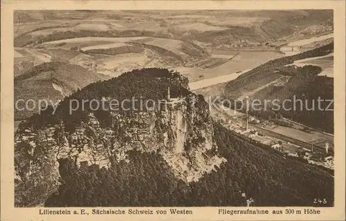 Koenigstein Saechsische Schweiz Lilienstein Elbsandsteingebirge Fliegeraufnahme Kat. Koenigstein Saechsische Schweiz