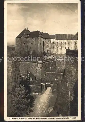 Koenigstein Saechsische Schweiz Festung Eingang und Georgenburg Elbsandsteingebirge Kat. Koenigstein Saechsische Schweiz