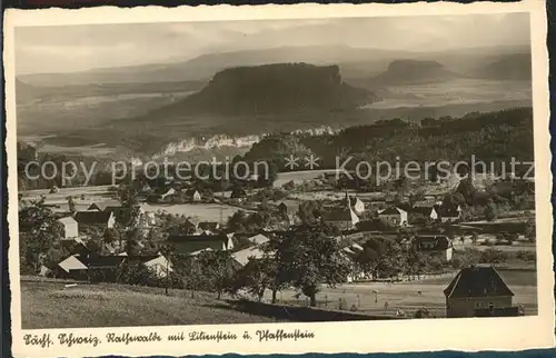 Rathewalde Panorama mit Lilienstein und Pfaffenstein Elbsandsteingebirge Buetten Kat. Hohnstein