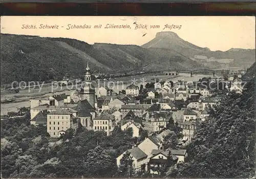 Schandau Bad Panorama Elbetal mit Lilienstein Elbsandsteingebirge Kat. Bad Schandau
