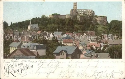 Koenigstein Saechsische Schweiz Ortsansicht mit Kirche und Festung Kat. Koenigstein Saechsische Schweiz