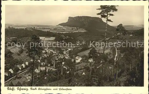 Koenigstein Saechsische Schweiz Panorama mit Lilienstein Elbsandsteingebirge Buetten Kat. Koenigstein Saechsische Schweiz