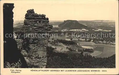 Gohrisch Panorama Blick vom Lilienstein Felsen Elbsandsteingebirge Kat. Gohrisch