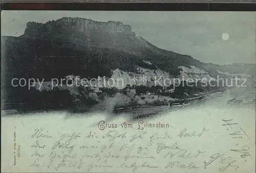 Koenigstein Saechsische Schweiz Panorama Elbtal mit Lilienstein Elbsandsteingebirge im Mondschein Reichspost Kat. Koenigstein Saechsische Schweiz