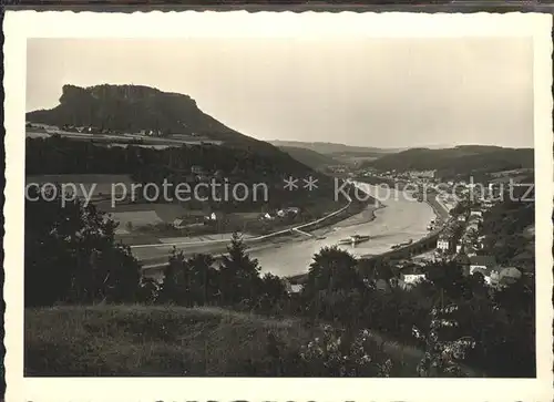 Koenigstein Saechsische Schweiz Panorama Elbetal mit Lilienstein Elbsandsteingebirge Kat. Koenigstein Saechsische Schweiz