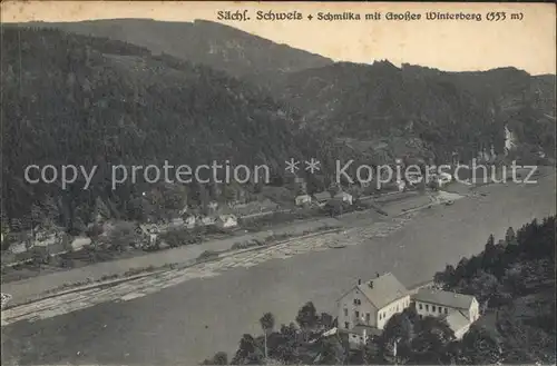 Schmilka mit Grossem Winterberg Elbe Kat. Bad Schandau