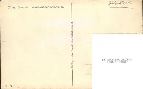 Bad Schandau Kuhstall Schneiderloch Kat. Bad Schandau