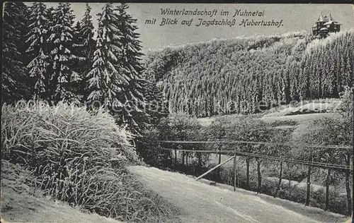 Bad Schandau Nuhnetal im Winter mit Jagdschl0ss Hubertushof Kat. Bad Schandau