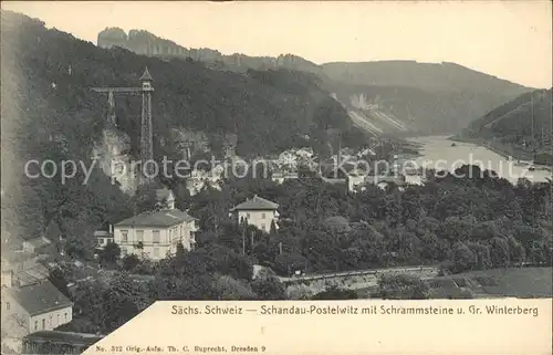 Bad Schandau mit Schrammsteinen und Grossem Winterberg Kat. Bad Schandau