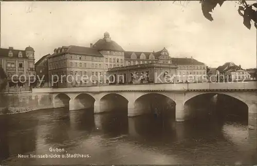 Guben Neissebruecke mit Stadthaus Kat. Guben