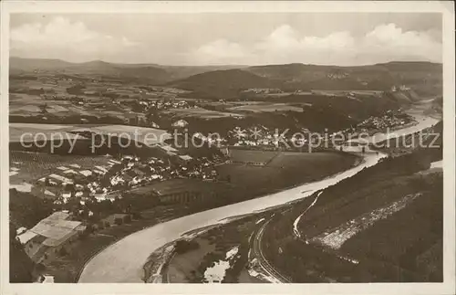 Bad Schandau Blick vom Lilienstein auf Wendischfaehre Kat. Bad Schandau