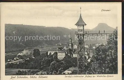 Bad Schandau Sendigs Aufzug zur Waldvillen Kolonie mit Lilienstein Kat. Bad Schandau