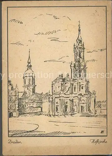 Dresden Hofkirche Kuenstlerkarte Kat. Dresden Elbe