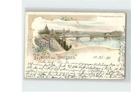 Dresden Von der Albertbruecke aus gesehen Kat. Dresden Elbe
