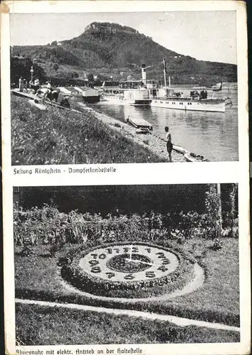 Koenigstein Saechsische Schweiz Dampferlandestelle Blumenuhr  Kat. Koenigstein Saechsische Schweiz