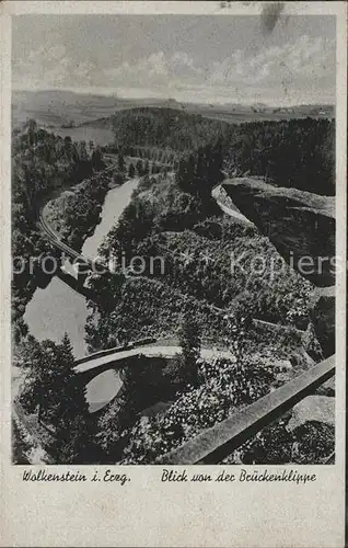 Wolkenstein Erzgebirge Blick von der Brueckenklippe  Kat. Wolkenstein