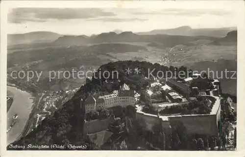 Koenigstein Saechsische Schweiz Fliegeraufnahme Kat. Koenigstein Saechsische Schweiz