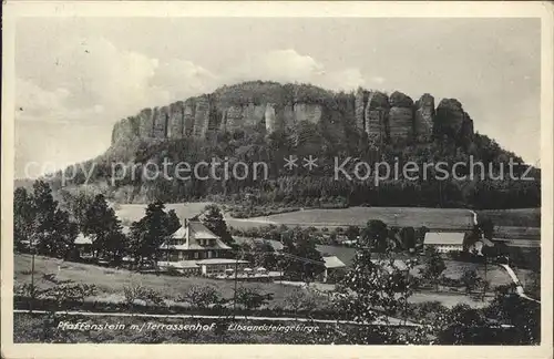 Pfaffenstein Koenigstein Saechsische Schweiz Terrassenhof Elbsandsteingebirge  Kat. Koenigstein Saechsische Schweiz