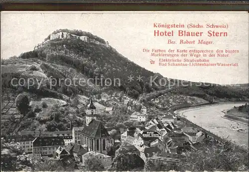 Koenigstein Saechsische Schweiz Hotel Blauer Stern Aufklappkarte  Kat. Koenigstein Saechsische Schweiz