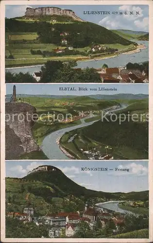 Koenigstein Saechsische Schweiz Lilienstein Elbtal  Kat. Koenigstein Saechsische Schweiz