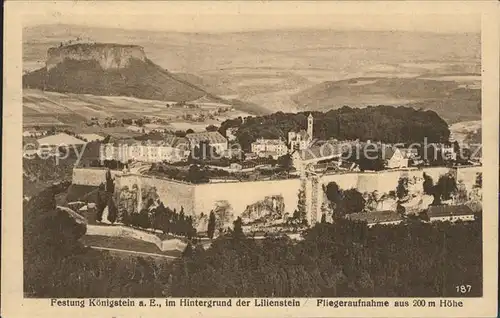 Koenigstein Saechsische Schweiz Festung Lilienstein Fliegeraufnahme  Kat. Koenigstein Saechsische Schweiz