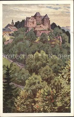 Wolkenstein Erzgebirge Schloss nach einem Original von O. Praetorius  Kat. Wolkenstein