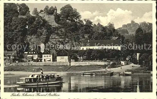 Rathen Saechsische Schweiz Hotel Erbgericht Rathen Elbe Faehre Kat. Rathen Sachsen