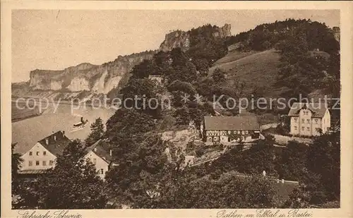 Rathen Saechsische Schweiz Elbtal mit Bastei Kat. Rathen Sachsen