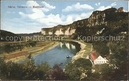 Rathen Saechsische Schweiz Elbepartie mit Bastei Kat. Rathen Sachsen