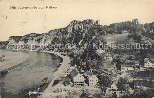 Rathen Saechsische Schweiz Basteiwaende Elbepartie Kat. Rathen Sachsen