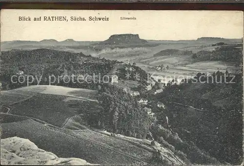 Rathen Saechsische Schweiz Panorama mit Lilienstein Kat. Rathen Sachsen