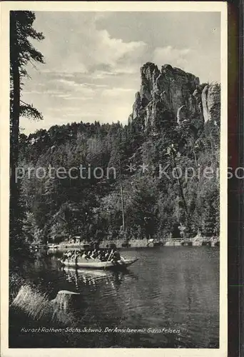 Rathen Saechsische Schweiz Amselsee mit Gansfelsen Kat. Rathen Sachsen