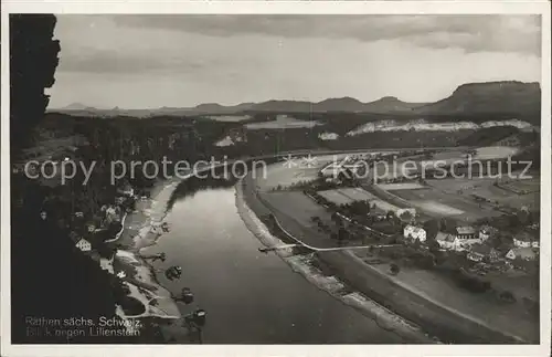 Rathen Saechsische Schweiz mit Elbe und Lilienstein Kat. Rathen Sachsen