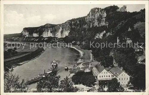 Rathen Saechsische Schweiz mit Elbtal und Bastei Kat. Rathen Sachsen