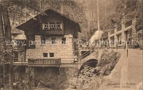 Rathen Saechsische Schweiz Restaurant mit Amselfall Kat. Rathen Sachsen