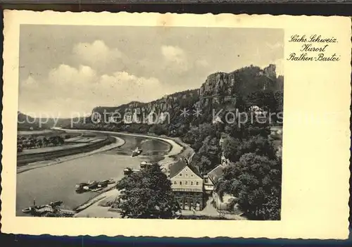 Rathen Saechsische Schweiz Elbepartie mit Bastei Kat. Rathen Sachsen