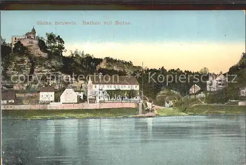 Rathen Saechsische Schweiz Ruine Gasthaus Erbgericht Elbepartie Kat. Rathen Sachsen