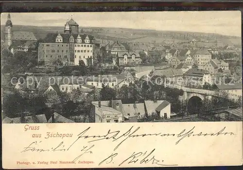 Zschopau Stadtansicht mit Schloss und Kirche Kat. Zschopau